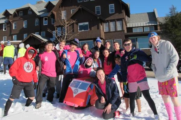 Students in the snow